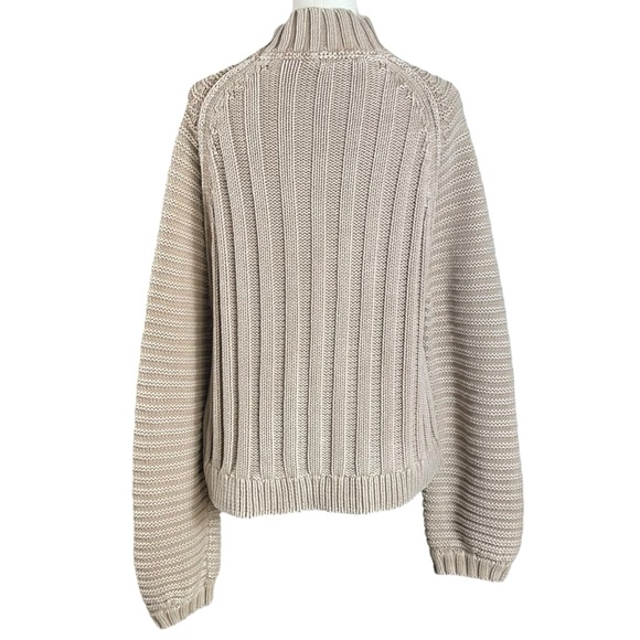 Free People Sweetheart Chunky Knit Mock Neck Oversized Sweater Large Tan Nude - Picture 7 of 16